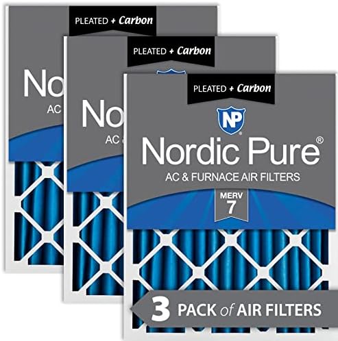 Въздушни филтри за печки ac Nordic Pure 18x24x2 MERV 7 Pleated Plus Carbon 3 опаковки