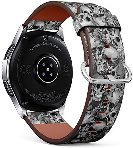 Преносимото Кожена каишка S-Type с принтом Гривни, Съвместим с Samsung Galaxy Watch 42 мм и 46 мм - Каишка за часовник