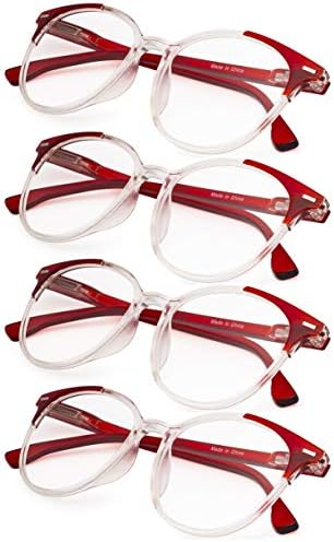 Gr8Sight 4 Опаковки Стилни Женски Очила за четене Голям размер