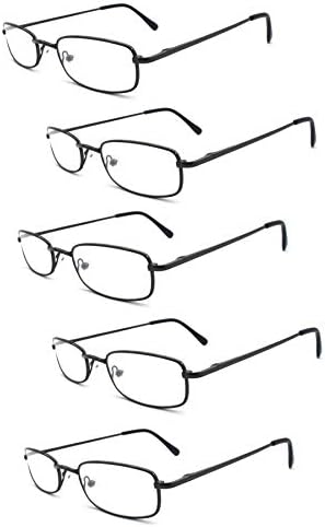 EYE ZOOM 5 Двойки Ридеров Правоъгълни Метални Очила за Четене за Мъже и Жени, цветни