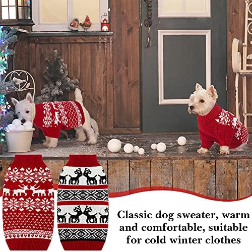 2 Предмета, Празнична Дрехи за кучета с Елени, Коледа Пуловер за кучета с Снежинками, Червен Дрехи за Кучета, Коледно