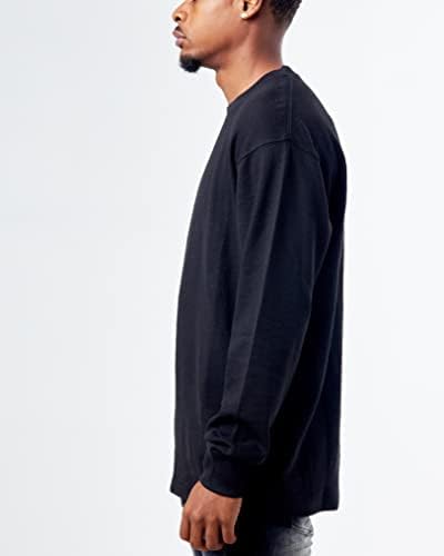 Еволюцията на дизайна, Мъжки Основен Пуловер от Вафла Термовязки, Тениска с кръгло деколте и дълъг ръкав, Размер