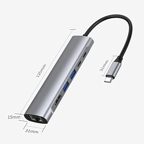 Sonzoll C USB Хъб, 6-в-1 USB C PD Ethernet Концентратор с храненето от 100 W, 4K, HDMI, 1 gbps Ethernet, 5 Gbit/s