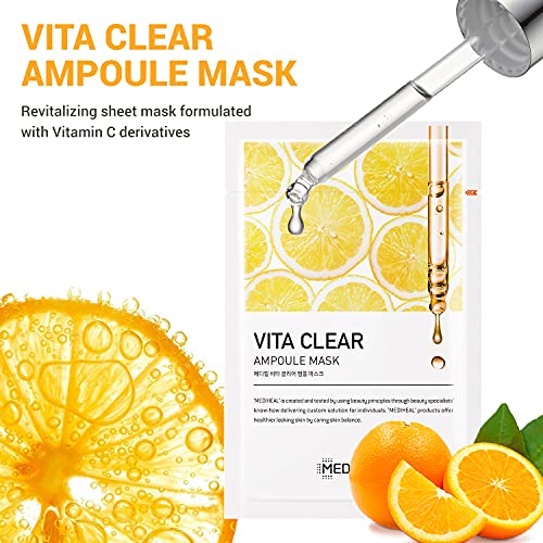 Mediheal Vita Clear Ampoule Mask, 10 x - Маска за блестящ тен с витамин С за скучна кожа, екстракти от лайм и глутатионом