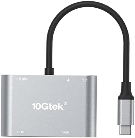 Хъб USB C 5 в 1, адаптер Type C за 4K, HDMI 1080P VGA с аудиовыходом USB 3.0, 3.5 мм, зарядно пристанище PD мощност