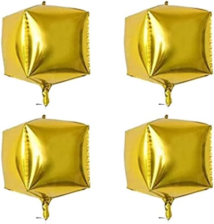 4 Бр Златен Куб Квадратна Форма, От Алуминиево Фолио Балон На Рожден Ден Декор За Парти В чест на рождения Ден