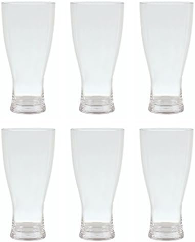 QG Комплект от 6 Прозрачни акрилни Пластмасови Чаши за пиене на Бира 19 грама.