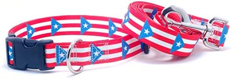 Нашийник и каишка за кучета с Флага Пуерто Рико | Отличен за празници, Специални събития, Фестивали, Дни на Независимостта