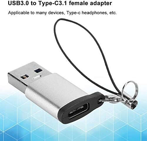 Demeras 3ШТ Адаптер Type鈥慍 Жена-USB Мъжки Type C-A USB Конвертор USB3.0 Адаптер с Каишка C USB Адаптер (Сребрист)