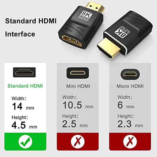 Адаптер за HDMI 8K от мъжа към жената, удължител HDMI Ultra-HD, Плосък Позлатени Стандартен конектор HDMI порт,