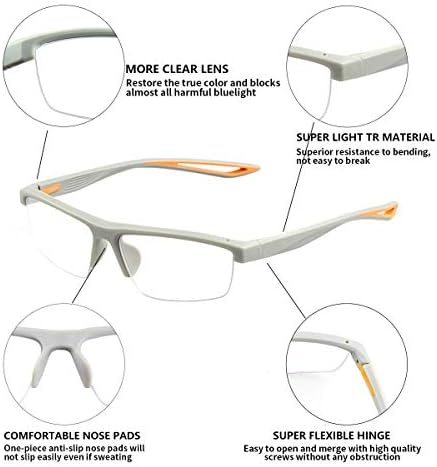 Блокиране на синя светлина Очила Спортни Компютърни Очила в прозрачни рамки с прозрачни лещи - Премахват главоболие