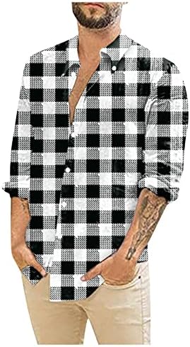 DuDubaby Риза Голям Размер за Мъже, Дизайнерски Лятна Ежедневни Хавайска Блуза с 3D Принтом, Ризи с Дълъг Ръкав