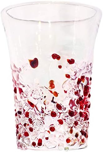Бира, чаша Tida Кобо (червено / прозрачен), Диаметър 2.8 инча (7 см), счукан