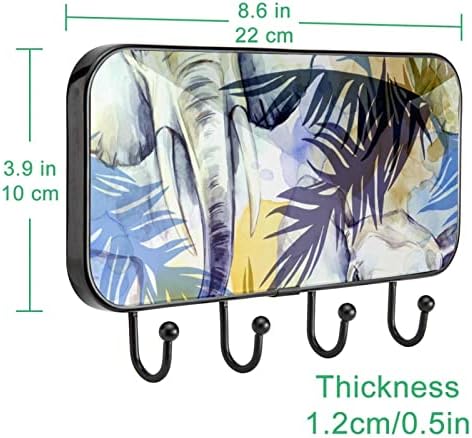 Закачалка за дрехи с тропически принтом под формата на Слон, Монтиране на стена, Входна Закачалка за дрехи с 4 Куки