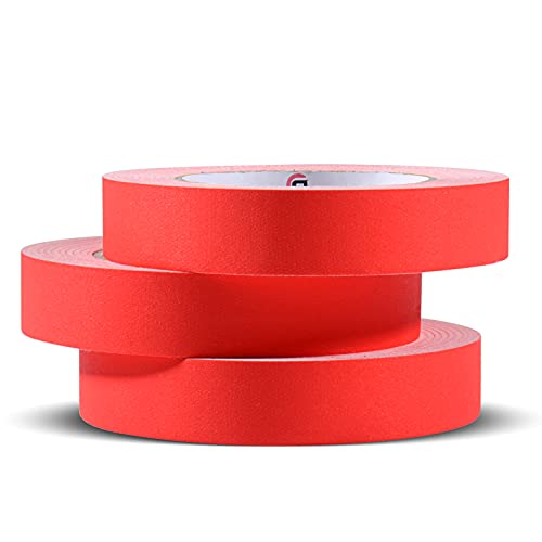 Тиксо GEYYANG Red Gaffer - 3 ролка размер 1 х 33 ярд (общо 99 ярда) от матова тъкан Gaffers за кабели, фотография,