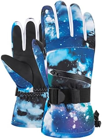ZJHYXYH Зимни Ски Ръкавици за каране на сноуборд, Кожени нескользящие ръкавици със сензорен екран, Водоустойчив