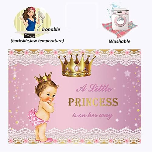 OFILA 12x8 фута Royal Принцеса Фон за душата на детето Розова Златна Корона Лейси Принцеса Розово Цвете на Фона