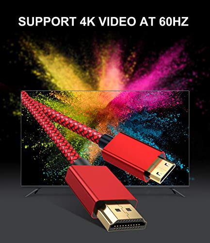 Кабел Elebase Mini HDMI-HDMI 10 фута, 4K 60Hz Mini HDMI, Съвместима с огледално-рефлексен фотоапарат, видео Камера,