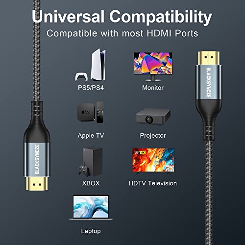 Кабел BLACKSYNCZE 4K, HDMI дължина 6,6 фута, ultra-висока Скорост 18 Gbit/с, Кабел HDMI-HDMI 4K 60Hz 3D, 2K, 2160P,