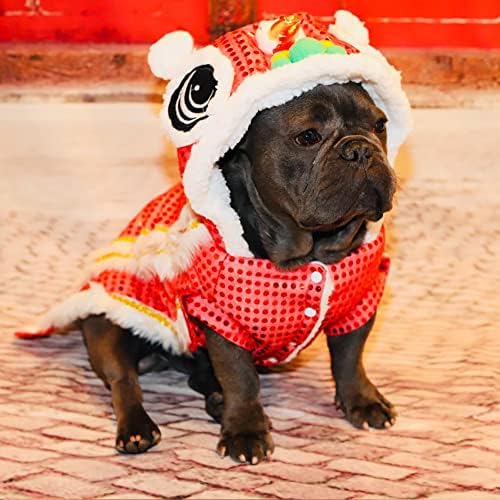 NACOCO Сладък Танцов Костюм на Лъв на домашни животни с Червени пайети, Коледна Облекло за Кучета и Котки, Блузи,