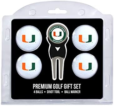 Топките за голф Golf Team NCAA Miami Hurricanes Стандартен размер (4 бр) и инструмент за премахване на с Подвижна