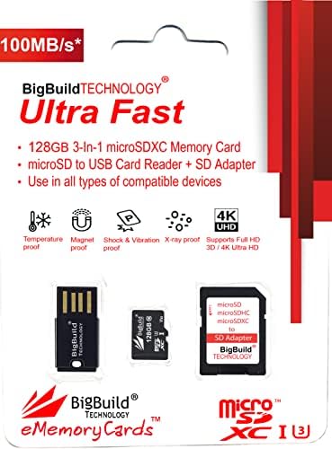 Технология BigBuild 128 GB ултра-бързо карта памет U3 microSDXC 100 МБ/с U3 microSDXC за таблет Lenovo Tab P11/P11