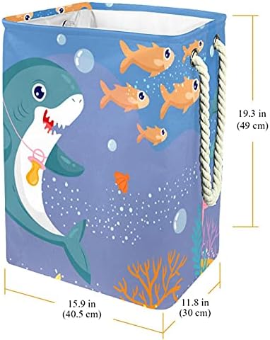 DEYYA Baby Shark С Соской-празна карта Кошница за дрехи с дръжки Сгъваема Кошница за дрехи Вградена Подплата с Подвижни