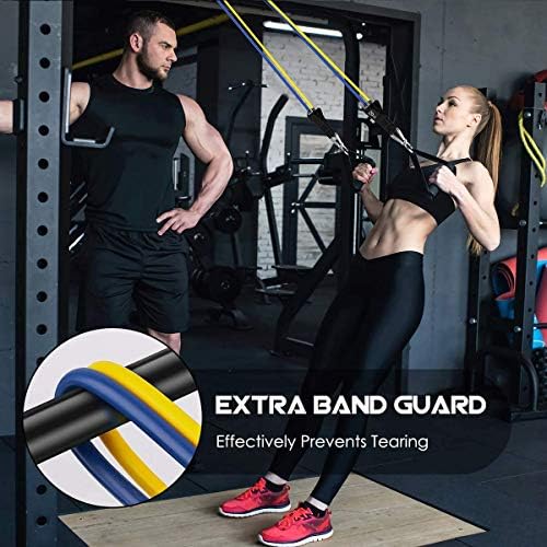 Набор от Эспандеров EMPO (11 бр.) За упражнения - Бандажи за фитнес във фитнес залата с Вратата на стена, дръжки,