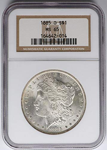 Сертифициран Сребърен долар Морган 1885-O MS65 NGC