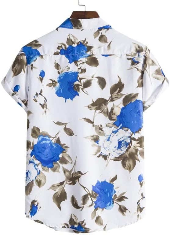 JYDQM Хавайски колекция, Риза с къс ръкав и принтом на яката, Комплект плажни панталони (Цвят: A, Размер: XLcode)