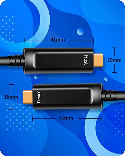 Оптичен кабел USB C-USB C (33 фута), Активен Високоскоростен Оптичен Кабел Type C 3.1 10 gbps за уеб камери, виртуална
