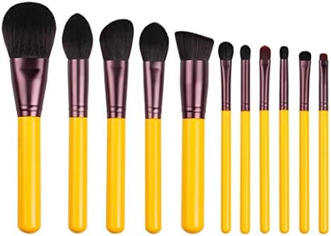 Комплект четки за синтетични Косми XZJJZ Yellow Серия 11 бр.-Козметична дръжка за лице и очи-Изкуствена Коса (Цвят: