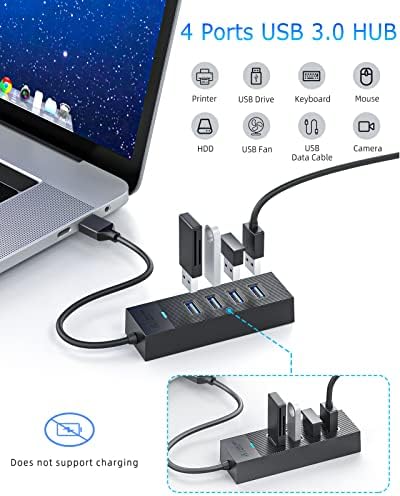 USB-хъб с 4 порта, Хъб SANZANG USB 3.0, USB сплитер 5 Gbit/s, Удължител за USB-порт за компютър, Xbox, флаш-памет,