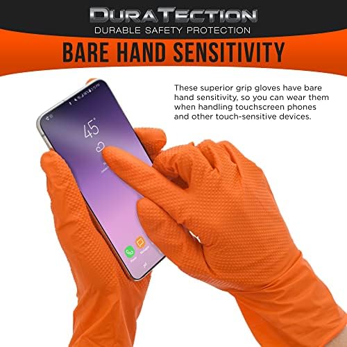 Ръкавици за еднократна употреба от нитрил с твърда консистенция Dura-Gold Duratection 8 Mil Оранжев цвят с диамант
