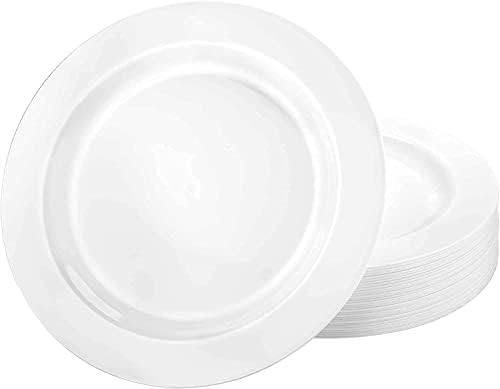 Висококачествени Тежки Пластмасови чинии, подобни на порцелан. Прибори за сватби и партита 10,25 инча, кристално чисти - Броя в опаковка от 30 бр.