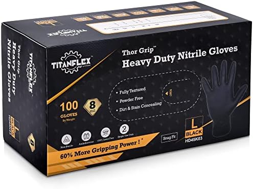 Промишлени нитриловые ръкавици TITANflex Thor Grip ултра силна черен на цвят, с издигната от диамантената шарка,