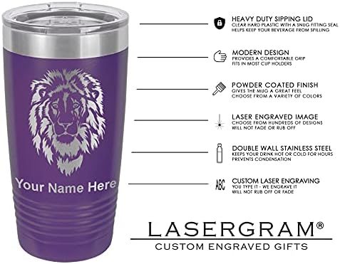 Чаша-чаша LaserGram с вакуумна изолация за по 20 грама, Кон и Овчарка, Приложен Персонални Гравиране (Тъмно лилаво)