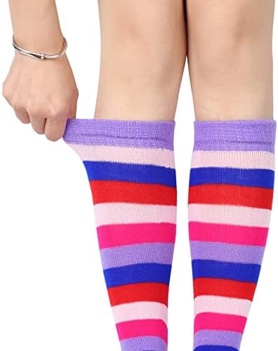 Benefeet Sox/ Дамски Чорапи до Коляното с 5 чорапи за момичета, Забавни Сладки Чорапи в Розово Райе с пръсти, Луди