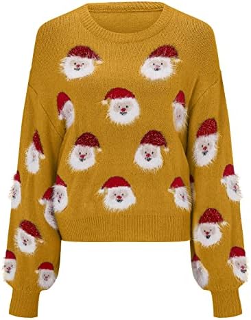 Пуловери MUDUH за Жени е Модерен през Цялата Силует, Безплатно, Всекидневни, Сладък, С Фигура на Дядо Коледа, Мек Пуховый Пуловер с Дълъг Ръкав, Пуловер