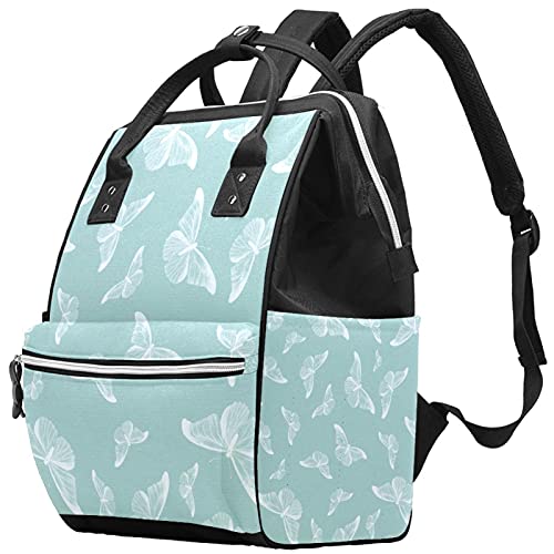 Бялата Чанта за Пелени с Шарени Пеперуди, Раница за Майките, по-Голямата Голям Чанта за Памперси, Пътна Чанта за