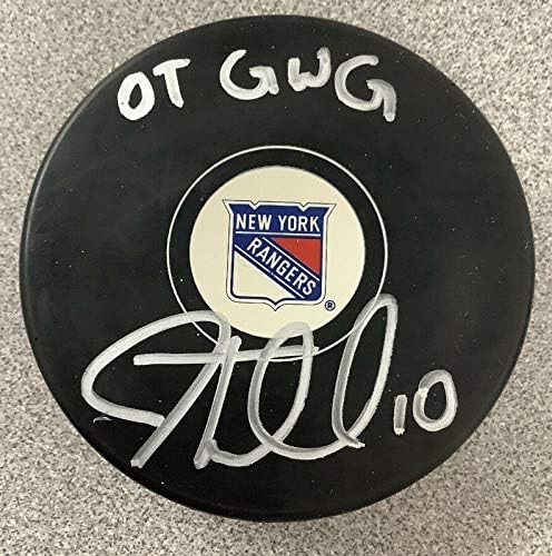 Jt Милър Подписа Шайбата Хокей в НХЛ Автограф Рейнджърс Зимна Класика GWG Inscr JSA - за Миене на НХЛ С автограф