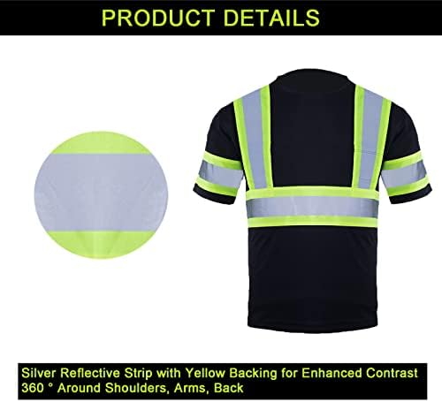 Мъжки Защитна Тениска FONIRRA с Висока Видимост, Светоотражающая Тениска ANSI Клас 2 с Къс Ръкав Hi Vis За Строителни Работи