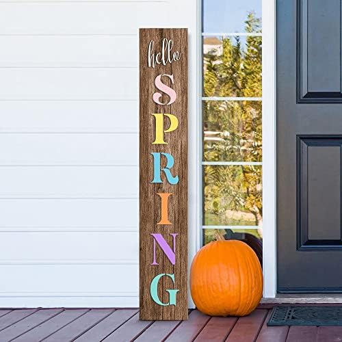 Висока Външна Табела Здравей, Пролет за входната врата, 4-подножието Дървена Табела в Провинциален стил за вашия