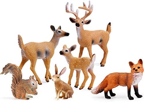 Фигурки на горски животни, фигурки на горски създания, Миниатюрни играчки, пълнежи за торти (семейство елен, лисица,