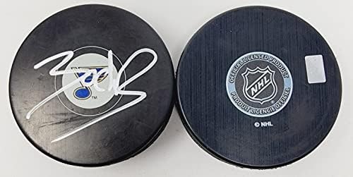 Миене с автограф на Захари Болдука Сейнт Луис Блус, Логото на НХЛ, за Миене с Безплатен Dice