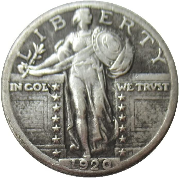 Възпоменателна Монета с Репродукцией 25 Цента Пред Свободата на 1920 г., Покрита със Сребро