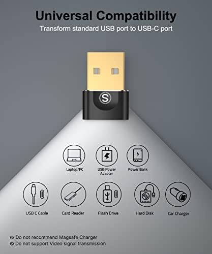 Адаптер sweguard C USB за свързване към USB конектора, 4 комплекта, Адаптер Type C за свързване към USB A и Aux
