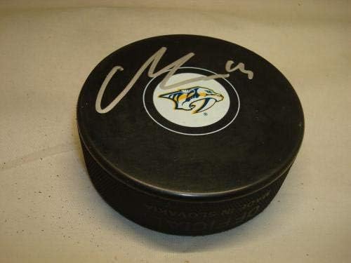 Матиас Экхольм подписа хокей шайба Нешвил Предаторз с автограф 1А - Autographed NHL Pucks