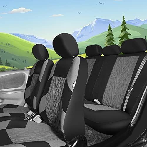 Калъфи за автомобилни седалки FH Group Пълен Комплект от сив плат Premium - Универсална засаждане, Автомобилна Седалка