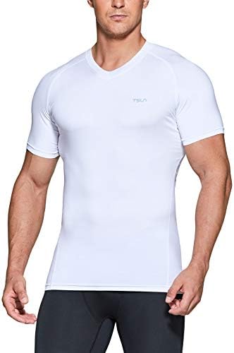 Мъжки Тактически Компресия Ризи TSLA Cool Dry С къс ръкав, Спортна Риза За тренировки, Тениски с Основния Слой За